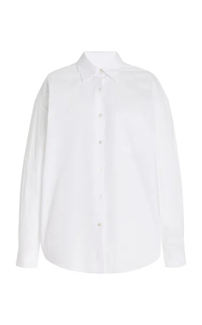 Solid & Striped Jancy Cotton Button Up Top In Optic White