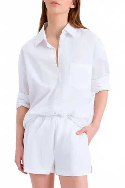 Solid & Striped Jancy Cover Up Shirt In Optic White