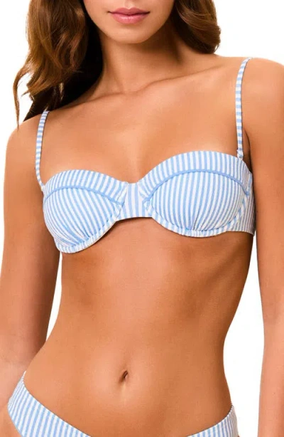 Solid & Striped Juliette Underwire Seersucker Bikini Top In Blue