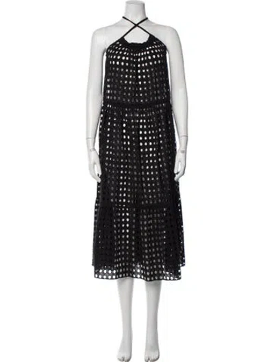Pre-owned Solid & Striped Lace Pattern Cover-up In Black