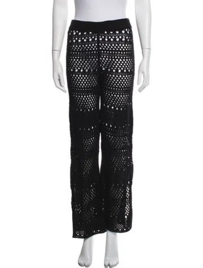 Pre-owned Solid & Striped Lace Pattern Cover-up In Black
