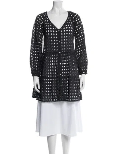 Pre-owned Solid & Striped Lace Pattern Cover-up In Gray