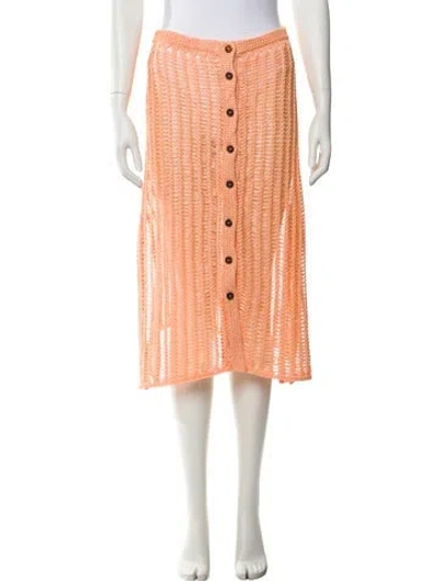 Pre-owned Solid & Striped Lace Pattern Cover-up In Orange
