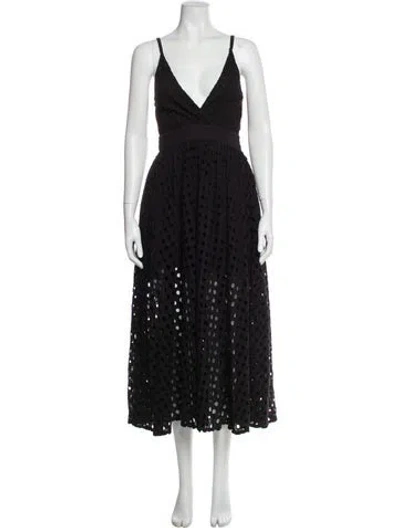 Pre-owned Solid & Striped Lace Pattern Long Dress W/ Tags In Black