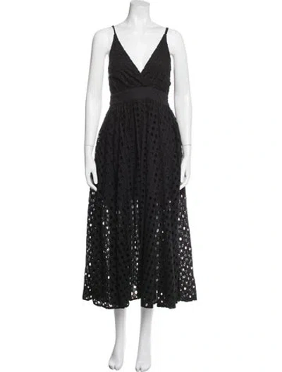 Pre-owned Solid & Striped Lace Pattern Midi Length Dress W/ Tags In Black