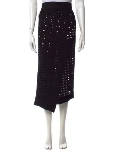 Pre-owned Solid & Striped Lace Pattern Midi Length Skirt In Black
