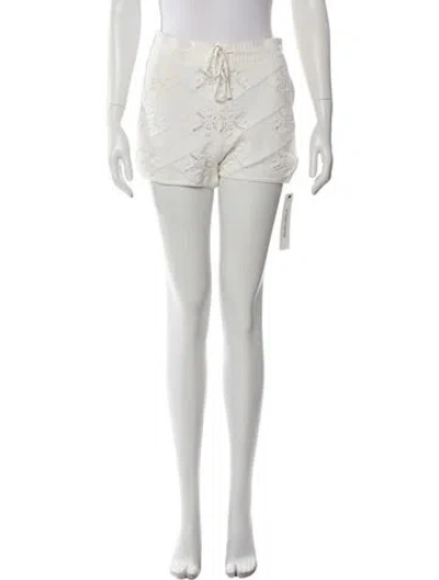 Pre-owned Solid & Striped Lace Pattern Mini Shorts In White