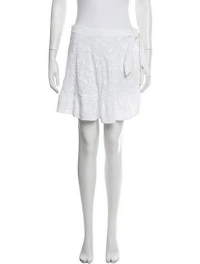 Pre-owned Solid & Striped Lace Pattern Mini Skirt In Blue