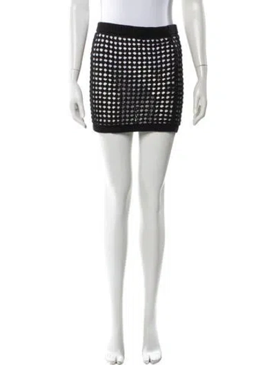 Pre-owned Solid & Striped Lace Pattern Mini Skirt In White