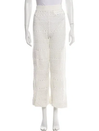 Pre-owned Solid & Striped Lace Pattern Wide Leg Pants In Neutral