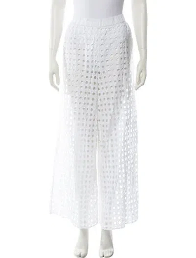 Pre-owned Solid & Striped Lace Pattern Wide Leg Pants W/ Tags In White