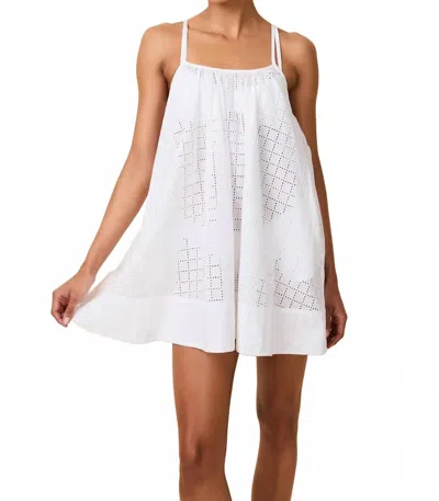 Solid & Striped Lindsay Mini Dress In Grid Eyelet Optic White