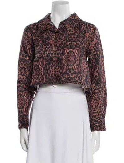 Pre-owned Solid & Striped Linen Animal Print Crop Top W/ Tags In Brown