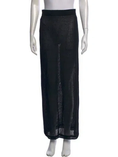 Pre-owned Solid & Striped Linen Long Skirt In Black
