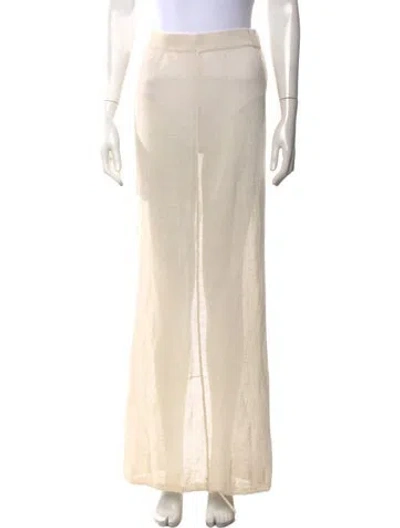 Pre-owned Solid & Striped Linen Long Skirt In Neutrals