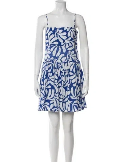 Pre-owned Solid & Striped Linen Mini Dress In Blue