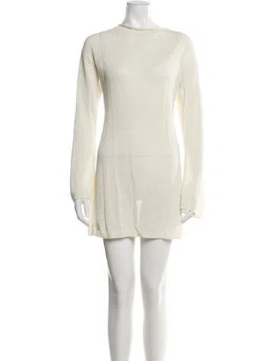 Pre-owned Solid & Striped Linen Mini Dress In Neutral