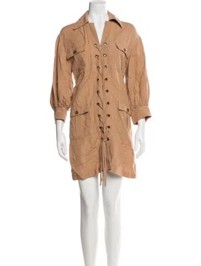 Pre-owned Solid & Striped Linen Mini Dress In Neutral