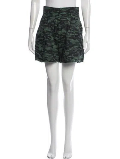 Pre-owned Solid & Striped Linen Mini Shorts In Green