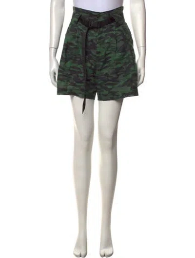 Pre-owned Solid & Striped Linen Mini Shorts In Green