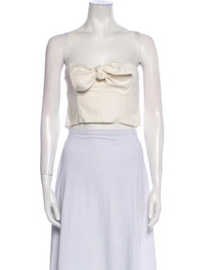 Pre-owned Solid & Striped Linen Strapless Crop Top In Neutrals