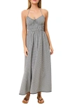 Solid & Striped Lolita Gingham Shirred Halter Seersucker Maxi Sundress In Gray