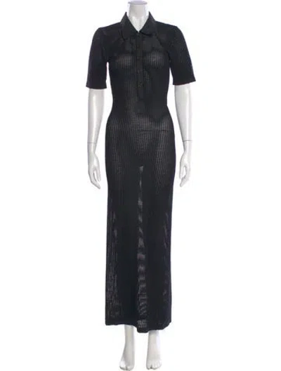 Pre-owned Solid & Striped Long Dress In Black