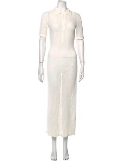 Pre-owned Solid & Striped Long Dress In White