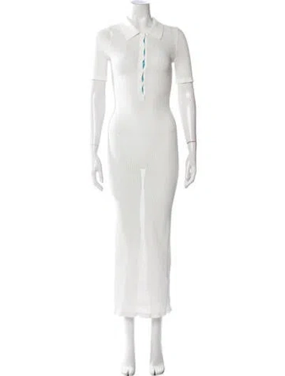 Pre-owned Solid & Striped Long Dress In White