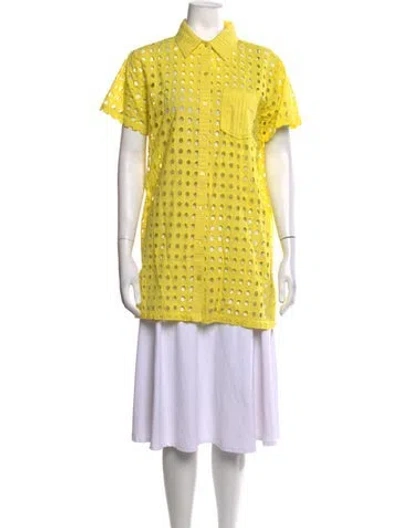 Pre-owned Solid & Striped Long Dress In Yellow