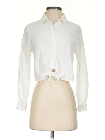 Pre-owned Solid & Striped Long Sleeve Blouse In Ivory