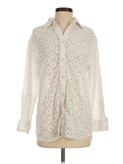 Pre-owned Solid & Striped Long Sleeve Blouse In Ivory