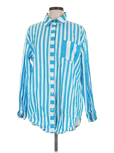 Pre-owned Solid & Striped Long Sleeve Button Down Shirt In Blue