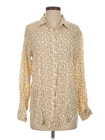 Pre-owned Solid & Striped Long Sleeve Button Down Shirt In Gold