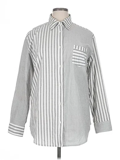 Pre-owned Solid & Striped Long Sleeve Button Down Shirt In Gray