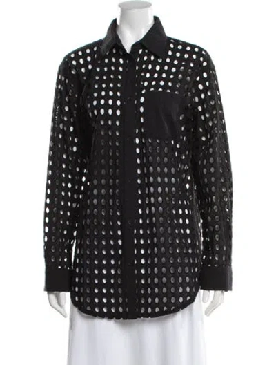 Pre-owned Solid & Striped Long Sleeve Button-up Top In Black/blue