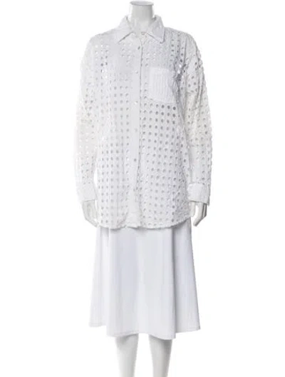Pre-owned Solid & Striped Long Sleeve Button-up Top In Neutral
