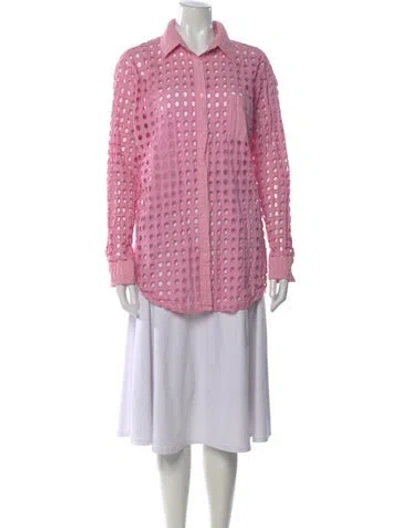 Pre-owned Solid & Striped Long Sleeve Button-up Top In Pink