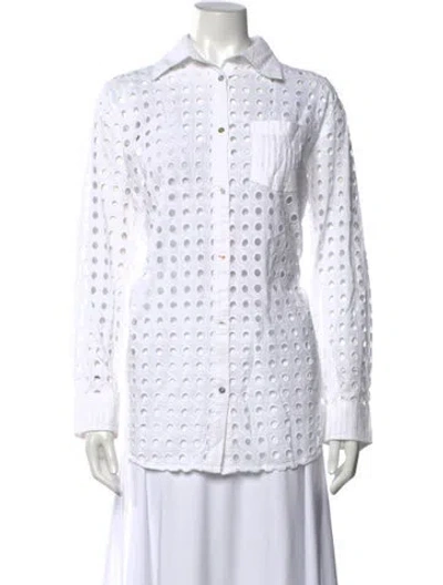 Pre-owned Solid & Striped Long Sleeve Button-up Top W/ Tags In White