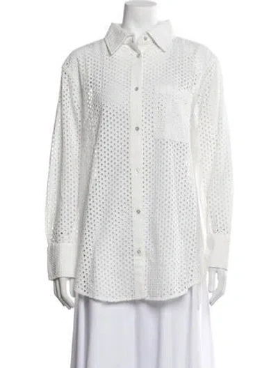 Pre-owned Solid & Striped Long Sleeve Button-up Top W/ Tags In White