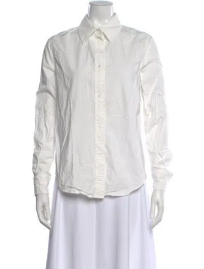 Pre-owned Solid & Striped Long Sleeve Button-up Top In White