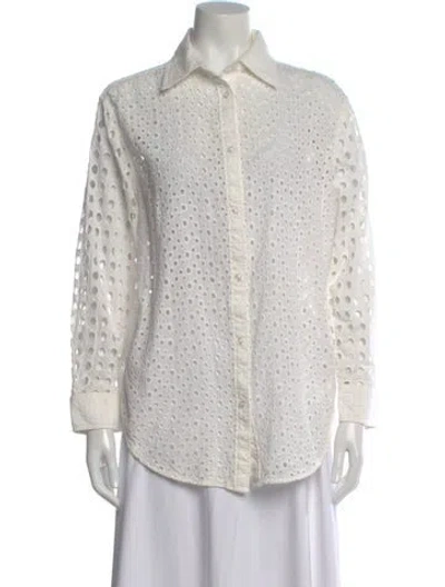 Pre-owned Solid & Striped Long Sleeve Button-up Top In White