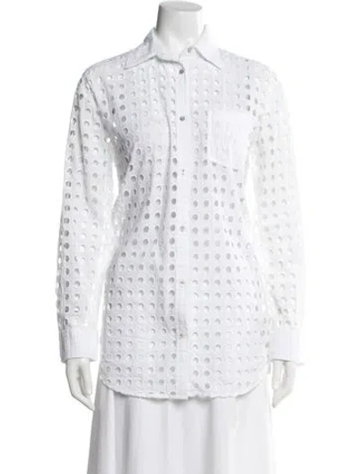 Pre-owned Solid & Striped Long Sleeve Button-up Top In White