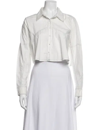 Pre-owned Solid & Striped Long Sleeve Button-up Top In White