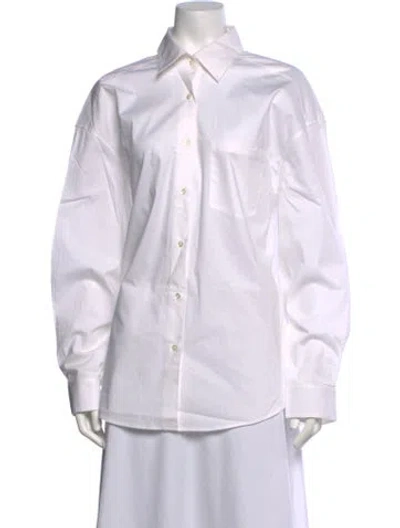 Pre-owned Solid & Striped Long Sleeve Button-up Top In White
