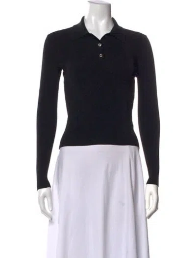Pre-owned Solid & Striped Long Sleeve Polo In Black