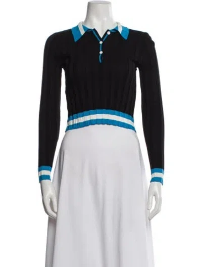Pre-owned Solid & Striped Long Sleeve Polo In White