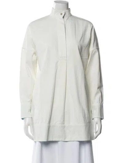 Pre-owned Solid & Striped Long Sleeve Top In White