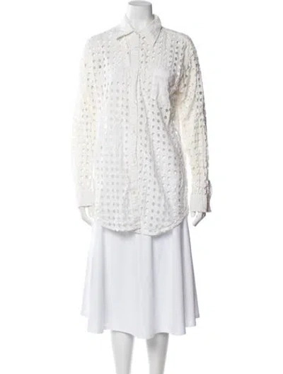 Pre-owned Solid & Striped Long Sleeve Top In White