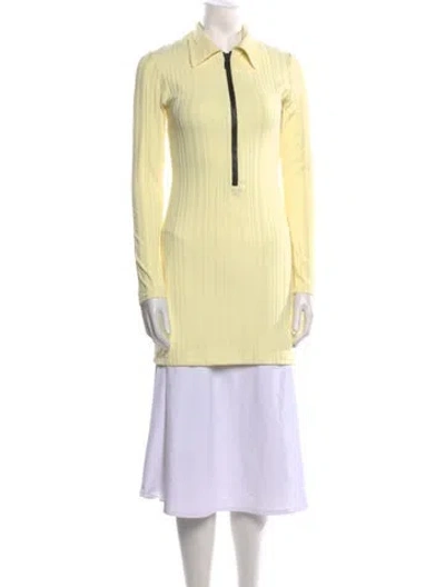 Pre-owned Solid & Striped Long Sleeve Tunic In Yellow